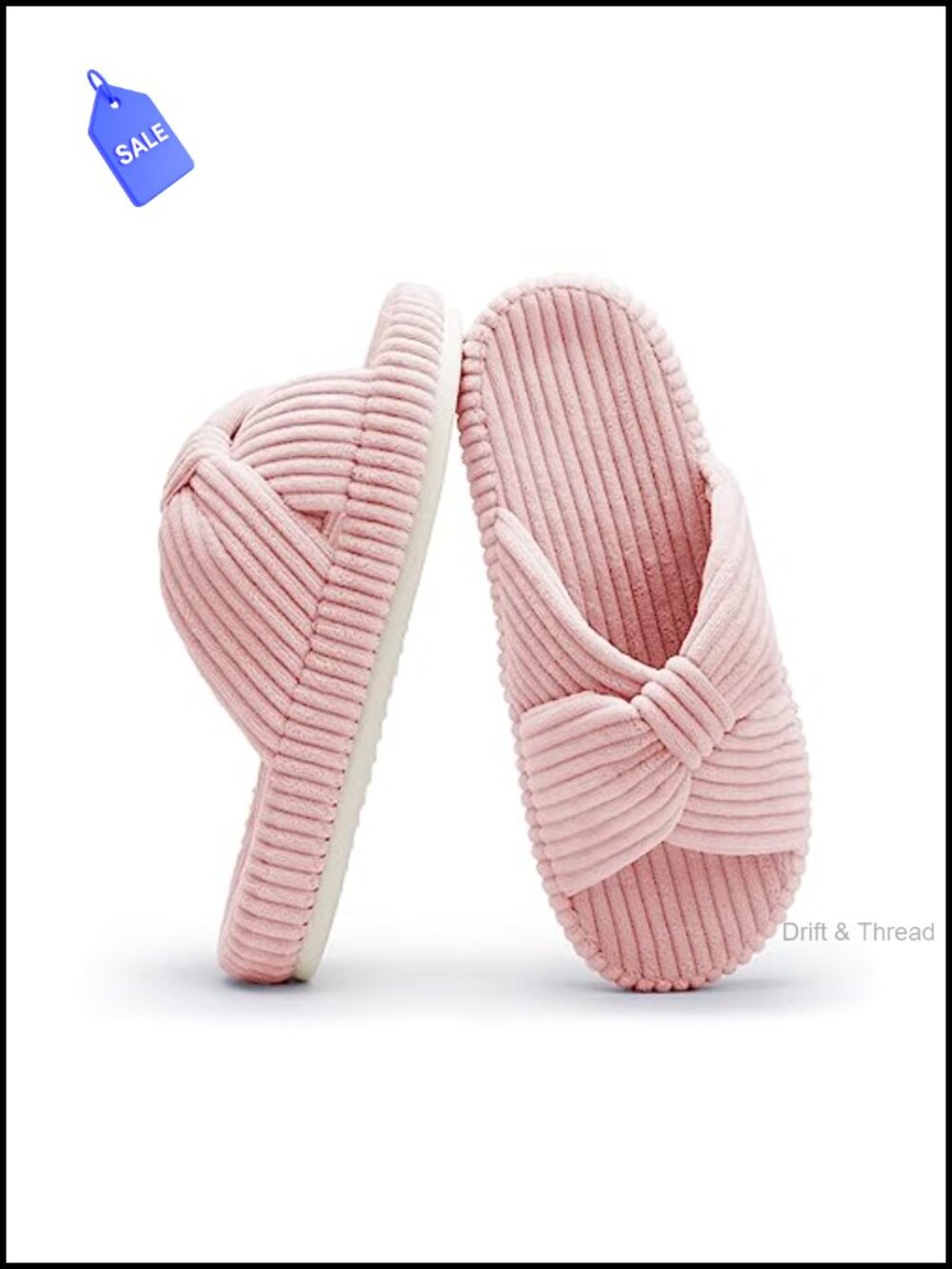 Memory Foam House Slippers Corduroy Bow Crossband Comfy Indoor Shoes